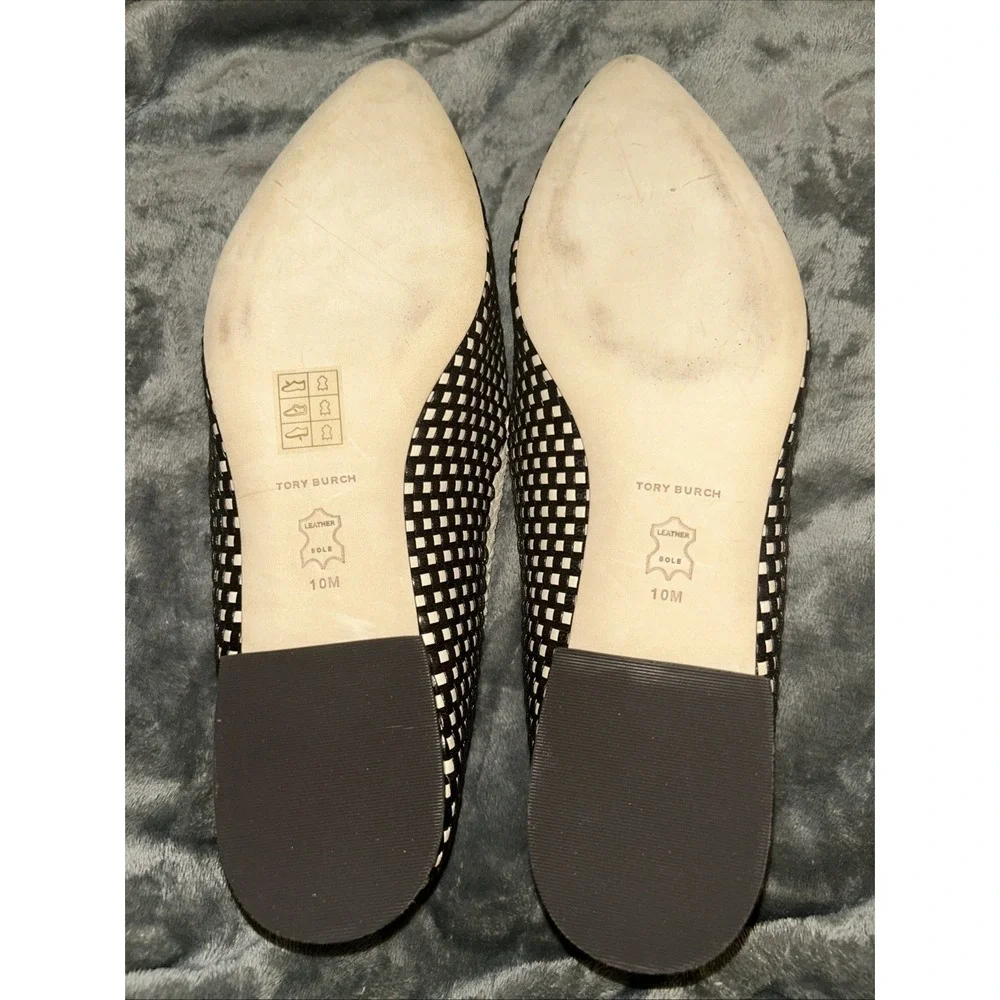 Tory Burch‎ SIZE 10 M Coco/ New Cream Envelope Bicolor Raffia Woven Loafers